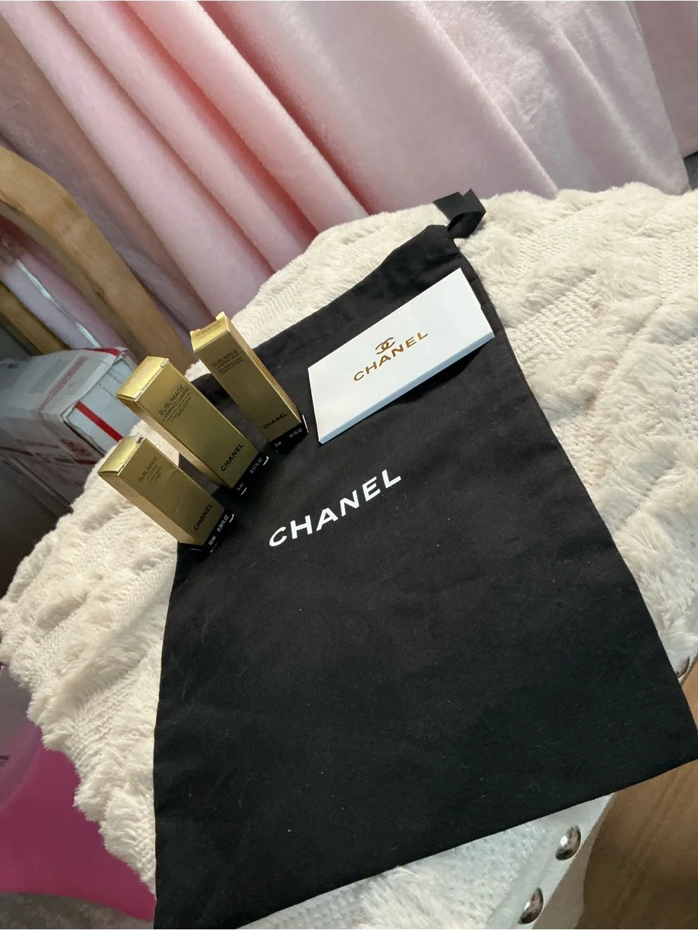 Chanel Sublimage Luxury Skincare 3-Piece Set with Mirror & Pouch